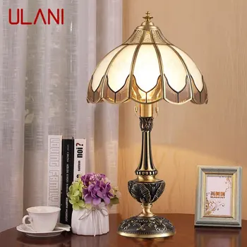 Современная латунная настольная лампа ULANI, светодиодная американская роскошь, креативные настольные торшеры из медного стекла для дома, гостиной, спальни