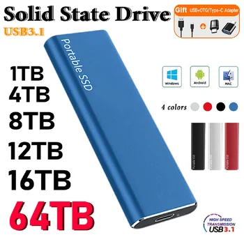 Портативный Жесткий диск Внешний 1 ТБ SSD 2 ТБ Мобильный Твердотельный накопитель USB3.1 Внешний Жесткий диск Внешний для Xiaomi для ноутбука