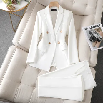 Женский костюм высокого класса, Профессиональная Официальная одежда Для бизнеса, Корейская версия, Весенне-осенний Пиджак + Расклешенные брюки