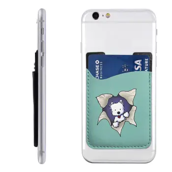 Милый чехол-бумажник для телефона Westie Dog из искусственной кожи с клейкой лентой West Highland White Terrier на держателе кредитной карты для задней панели телефона