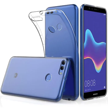 Прозрачный силиконовый чехол для телефона Huawei Y9 2018 Enjoy 8 Plus HuaweiY9 Противоударный Прозрачный мягкий корпус из ТПУ ультратонкой задней крышки