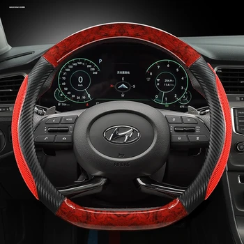 для Hyundai Tucson L 2023 Модный Стиль Противоскользящая износостойкая Кожаная Крышка Рулевого колеса Автомобиля (для рулевого колеса D-типа)