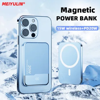MEIYULIN 10000 мАч Магнитный Беспроводной Power Bank 15 Вт Быстрая Зарядка Портативный Внешний Запасной Аккумулятор Powerbank Для iPhone 14 Samsung