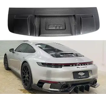 Для Porsche Carrera 911 992 2020 2021 2022 2023 Из настоящего сухого углеродного волокна, задний бампер, крышка багажника, Вентиляционная крышка капота двигателя