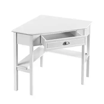 Угловой письменный стол Easyfashion с ящиком для хранения, белый