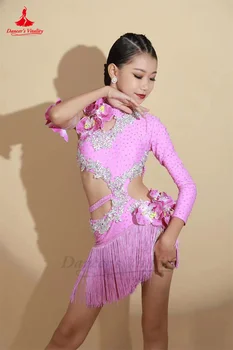 Платье для латиноамериканских танцев для женщин, детская одежда для выступлений Румба Чача Танго на заказ, юбка для взрослых, детские платья для латиноамериканских соревнований