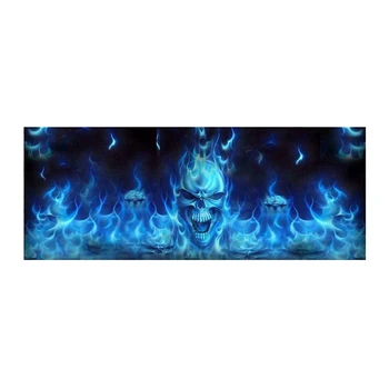 2X Одностороннее видение Для внедорожника пикапа Синий Пылающий Череп 3D Наклейка на заднее Лобовое стекло Декор Плакат на заднем Стекле