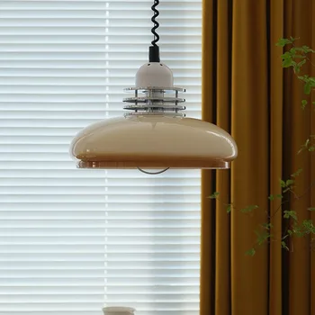 Кремовая люстра Bauhaus в старинном стиле, растягивающаяся люстра, японская стеклянная лампа для чайной комнаты, ресторан, бар