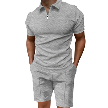 Футболка Поло с коротким рукавом на молнии, мужские летние шорты класса люкс Sense, повседневный свободный спортивный костюм большого размера