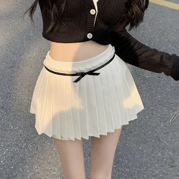 COZOK / Летняя Плиссированная юбка с шортами, Женская Сексуальная Белая Корейская юбка для мини-тенниса трапециевидной формы в корейском стиле Гьяру, школьница