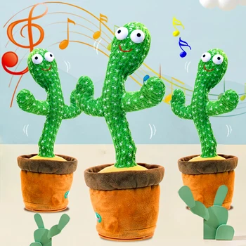 Игрушка-танцующий кактус, говорящий с повтором, USB-зарядка, может петь, записывать Детские развивающие игрушки Cactus Bailarín Dansant, подарок на день рождения
