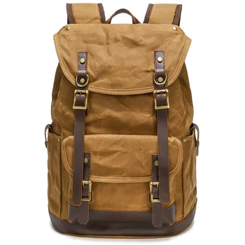 Коричневый Мужской рюкзак в английском стиле, ретро-мужская дорожная сумка большой емкости, водонепроницаемый рюкзак из батика, холст