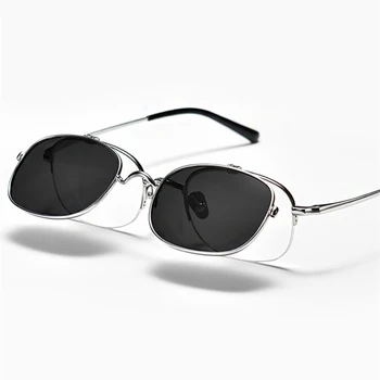 Очки из чистого титана, мужские и женские Винтажные Квадратные оптические очки в оправе с клипсой, Поляризованные Солнцезащитные очки, Очки для близорукости