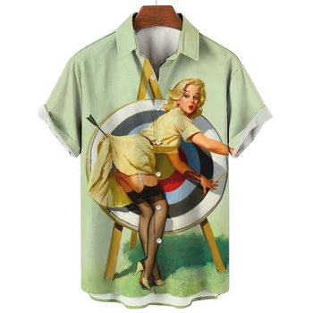 Гавайская рубашка с 3D-принтом для мужчин, рубашка с коротким рукавом для пляжа, бара, летних каникул,