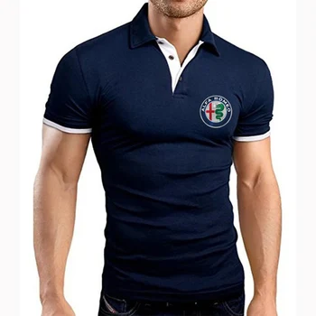 Alfa Romeo Высококачественная Мужская Одежда Деловые Мужчины 2023 Летняя Футболка Уличная Корейская Трендовая Брендовая Рубашка Поло С Вышивкой На Лацкане