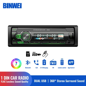 Автомобильный мультимедийный плеер BINWEI 1 Din Bluetooth Автомагнитола 12V Fm Автомобильный стереоприемник MP3-плеер Вход Aux SD / TF /USB