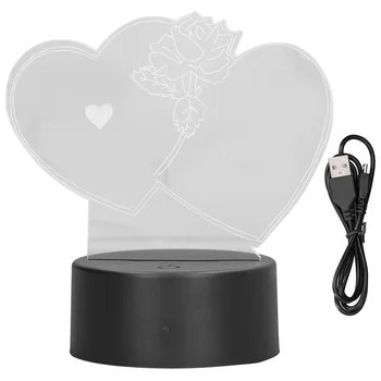 3D лампа 3D Дизайн Безопасный нетоксичный USB или аккумулятор Регулируемые цвета 3D лампа Love Сенсорное управление для спальни для рабочего стола для офиса