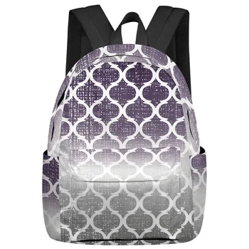 Марокканский Фиолетово-серый градиент Женские Мужские рюкзаки Водонепроницаемый Школьный рюкзак для студентов, мальчиков и девочек, сумки для ноутбуков Mochilas