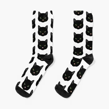 Носки с черными кошками, забавные носки для женщин, женские теплые носки
