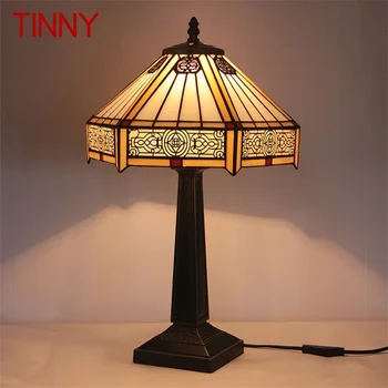 Настольная лампа из стекла Tiffany, светодиодная винтажная креативная простая настольная лампа для дома, гостиной, спальни, прикроватного декора