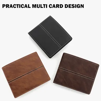 Мягкий винтажный кошелек с линией стежка, простая сумка для карт большой емкости для хранения карточек