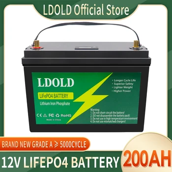 Аккумулятор LiFePO4 12V 200Ah 100Ah, литий-железо-фосфатные аккумуляторные элементы для замены большей части резервного питания, домашнее хранилище энергии