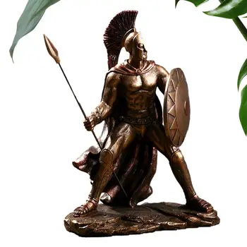 Статуэтка воина-спартанца с копьем и щитом Гоплита, Статуэтка из смолы Для прикроватного столика, каминной полки в ванной