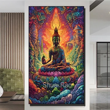 Абстрактное Алмазное искусство Будды 5D DIY Алмазная живопись Новый 2023 Полный набор для вышивания мозаикой Религия домашнего декора