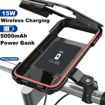Держатель для телефона на мотоцикле мощностью 15 Вт, беспроводное зарядное устройство, кронштейн для руля, подставка для мобильного телефона на велосипеде с сенсорным экраном для iPhone Xiaomi