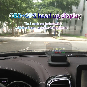 Проекционный дисплей автомобильной навигации C1 Hud, двойная система GPS, Цифровой спидометр, Температура воды и масла, обороты в минуту, Автомобильная сигнализация на экране