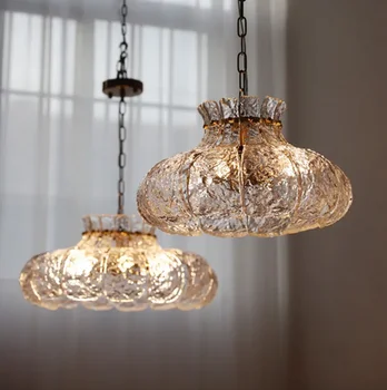 Подвесные светильники из французского стекла в стиле ретро с эффектом таяния льда для декора столовой, роскошного бара в спальне, дизайнерских светодиодных люстр