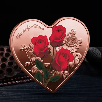 Памятная монета в форме розы в форме любви, металлическая монета для влюбленного