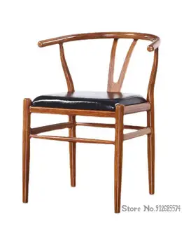 Обеденный стул, стул для домашнего чая, Чайный стул Taishi, Железная художественная спинка, китайский стиль, Y-образный стул, Подлокотник, круглый стул, ресторан