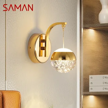 Настенный светильник SAMAN Gold Crystal Nordic Simple Bubble Sconce Light Светодиодные светильники для дома, спальни, декоративные