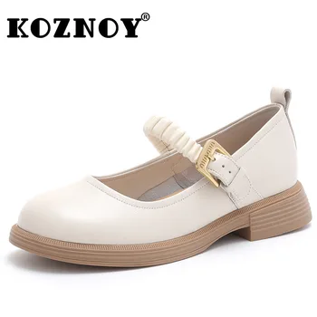 Koznoy, летние балетки на платформе из эластичной коровьей кожи длиной 3 см, Удобная обувь большого размера в стиле Мэри Джейн Лолита для девочек на платформе и танкетке