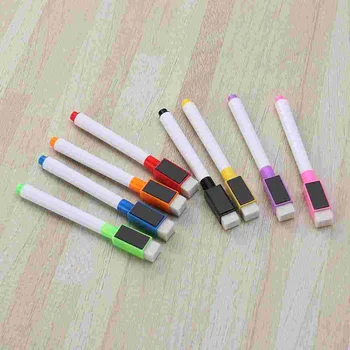 8 шт. красочных магнитных маркеров с магнитным колпачком и ластиком Разных цветов, школьные принадлежности, детская ручка для рисования, идеально подходящая для