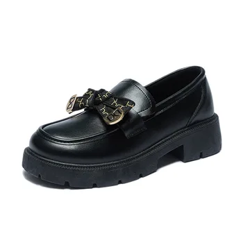 Весна-осень, Новая дизайнерская обувь на платформе, женские модные повседневные черные туфли-лодочки, Женские Однотонные лоферы Zapatillas De Mujer