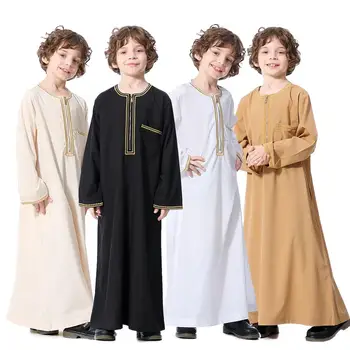 Мусульманские Дети Абая Джубба Тобе Мальчик Длинное Платье Исламский Рамадан Детский Кафтан Халат Дубай Арабский Кафтан Саудовская Аравия Богослужение