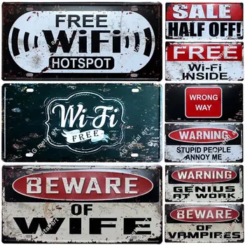 Предупреждающие знаки Be Ware О бесплатном Wi-Fi Классический Потертый Металлический Автомобильный номерной знак, Бар, паб, Кафе, Поделки, Настенные таблички, Декор, Мужские Гаражные знаки