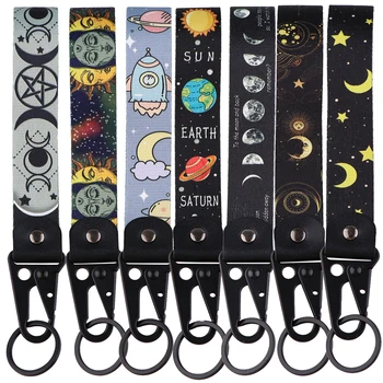 Солнце и Луна, винтажный ремешок, ремни для телефона, Короткий ремешок для астронавта, брелки для ключей, Автомобильный Брелок для ключей, Аксессуары для кольца для ключей