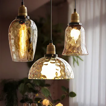 Подвесной светильник в скандинавском стиле, американский Кантри, креативный Стеклянный подвесной светильник E27, лампа Эдисона, Столовая, кухня, Домашний декор, блеск
