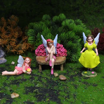 Миниатюрные фигурки садовых фей, смоляная мини-статуэтка феи, фигурка сказочного гнома, костер, садовые украшения, аксессуары