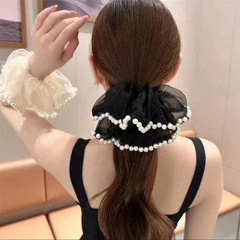 Корейская мода, прозрачная жемчужная сетка, кольцо для волос в толстой кишке, повязка на голову, леди, супер фея, девушка, повязанная на голову веревкой, резинкой