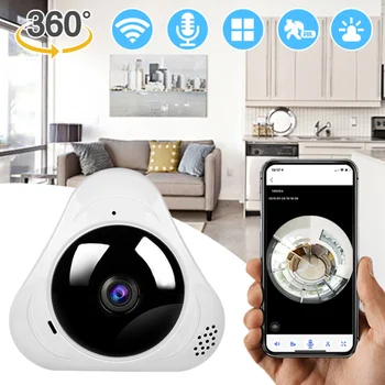 Панорамные камеры 1080P HD 360 ° Wi-Fi Smart Home Surveillance Security Маленькая видеокамера 