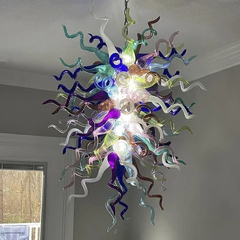 Многоцветные люстры Longree, Художественная дизайнерская подвесная лампа из выдувного стекла, домашние светильники для помещений, столовая