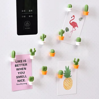 3D Милый Магнит на холодильник с кактусом, Магнитная наклейка, Суккулентное растение, Напоминание на доске объявлений, Украшение для дома, кухни, 6 шт.