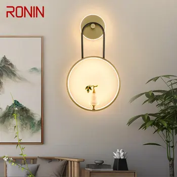Латунный настенный светильник RONIN в Китайском стиле LED 3 Цвета Винтажный Креативный Светильник-Тыквенный Бра Для дома Гостиной Спальни Прикроватной Тумбочки