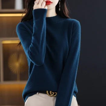 Осенне-зимний новый Корейский модный женский свитер, Лучший трикотаж, удобный свитер из 100% шерсти мериноса, бесплатная доставка