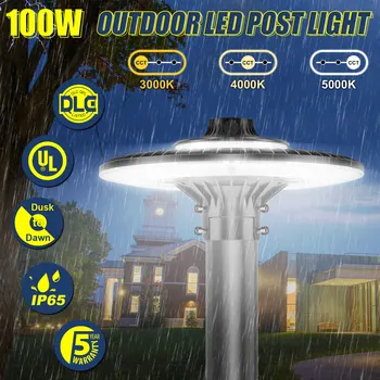 100W LED Post Top Light CCT Настраиваемый IP65 Светильник Для Освещения Круглой Зоны 13000Lm Открытый Уличный Садовый Светильник Для Столбов