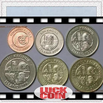 Исландия 5-100 Крон 8 Штук Набор монет 